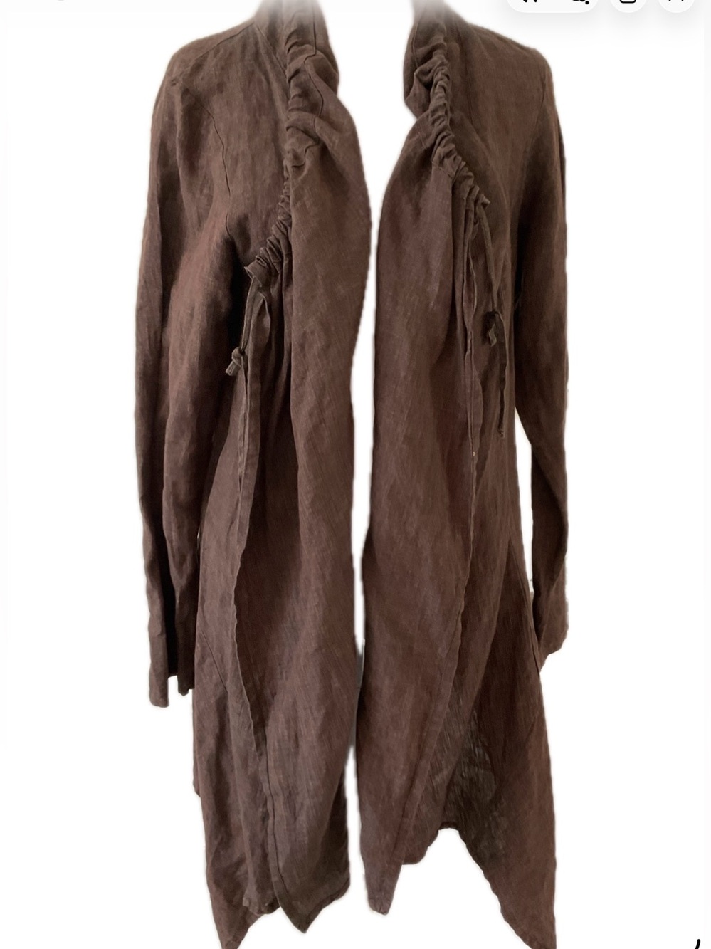 bryn Walker 100% Linen Kai Jacket Brown Lightweight Open  Cardigan